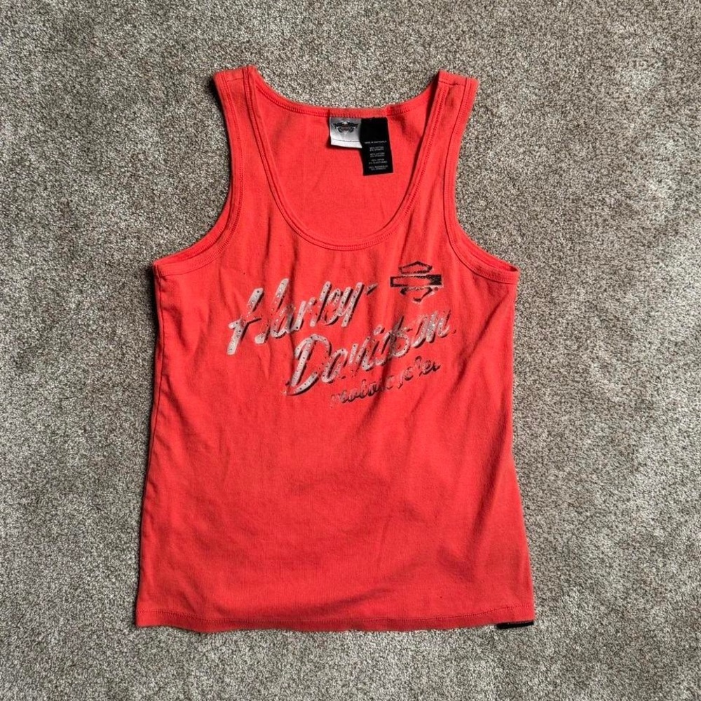 HARLEY DAVIDSON "PEACH" RHINESTONE TANK TOP